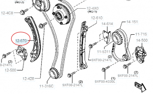 Успокоитель цепи ГРМ MAZDA натяжной PE7W12671