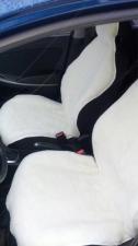 Меховая накидка на сиденье авто (Белый)